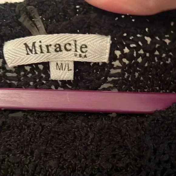 MIRACLE M/L black crochet/knit boho top! (Need cami or bralette under) - Picture 2 of 3
